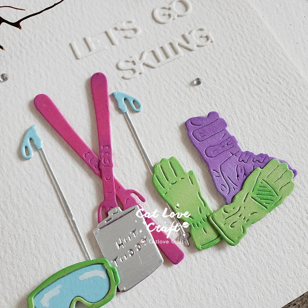 Description Picture 6 of itemCatlove Ski Equipment Metal Cutting Dies Scrapbooking Mold Knife Stencil Die Cuts Card Making DIY Craft Embossing New Dies For