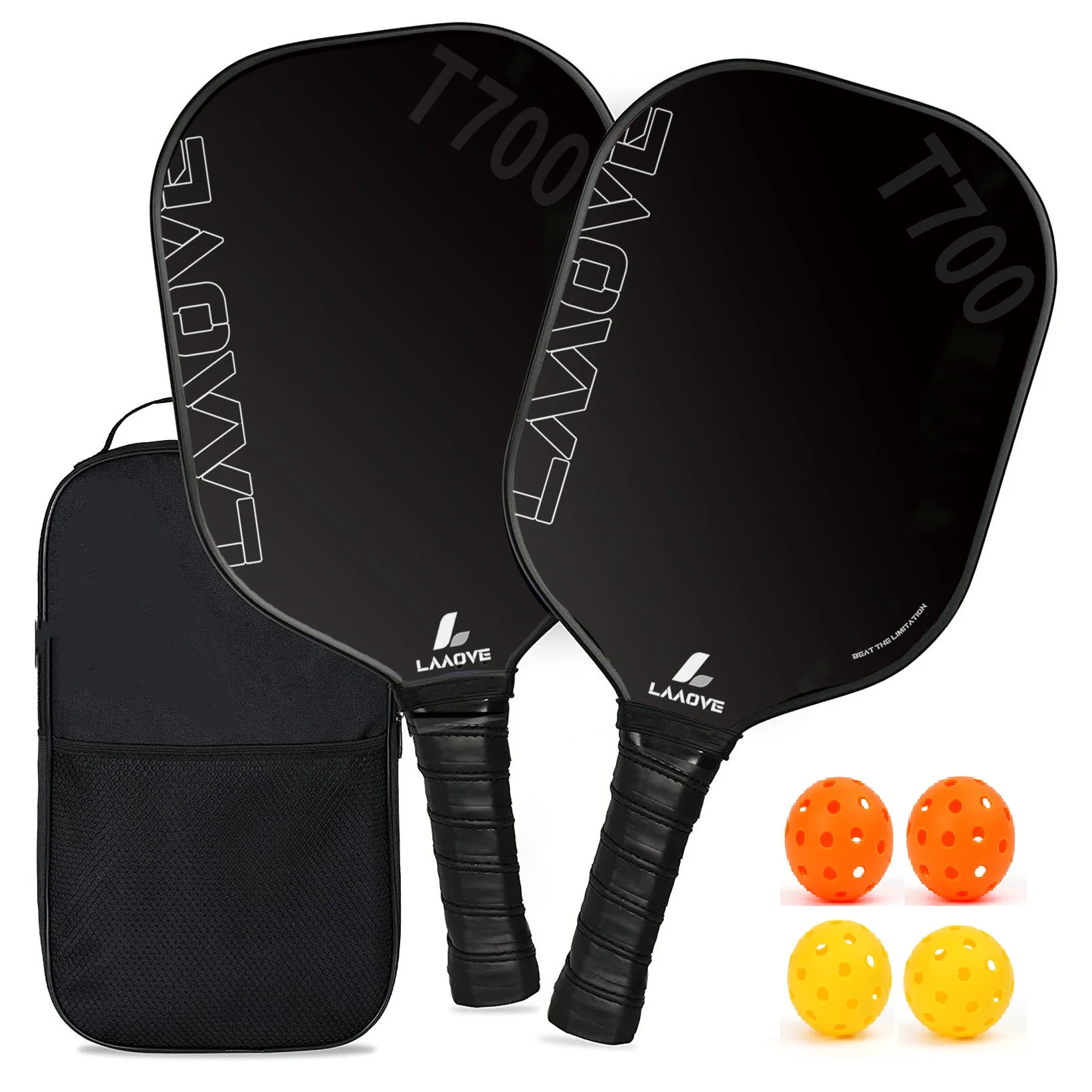 Pickleball paddle LAAOVE T700 carbon fiber frosted surface 16MM enhanced sweet spot&control&power anti-slip grip USAPA compliant