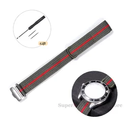 Classic Military Sport Nylon Watch Strap - Premium Canvas Wristband - 20mm (ArmyGreen Red)