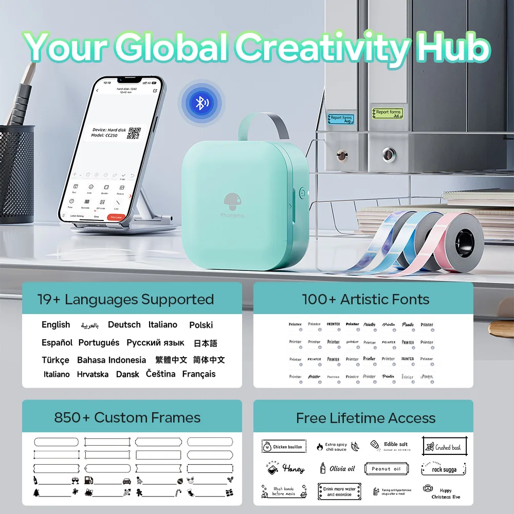 Portable Wireless Phomemo Q30 Mini Label Maker for DIY Date Stickers with Multiple Label Paper Options