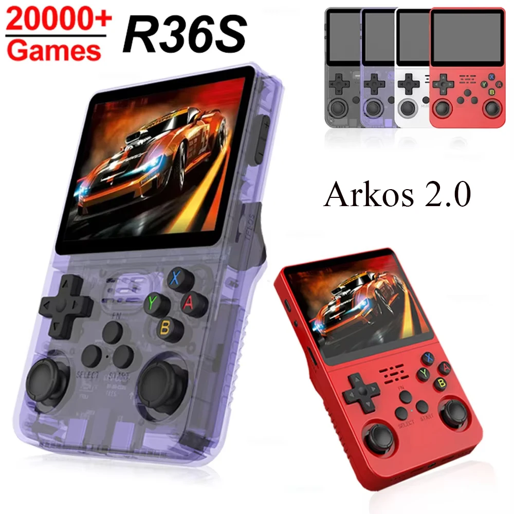 קונסולת רטרו ניידת R36S עם ArkOS, מסך IPS 3.5 אינץ׳ וסוללת 3500mAh
