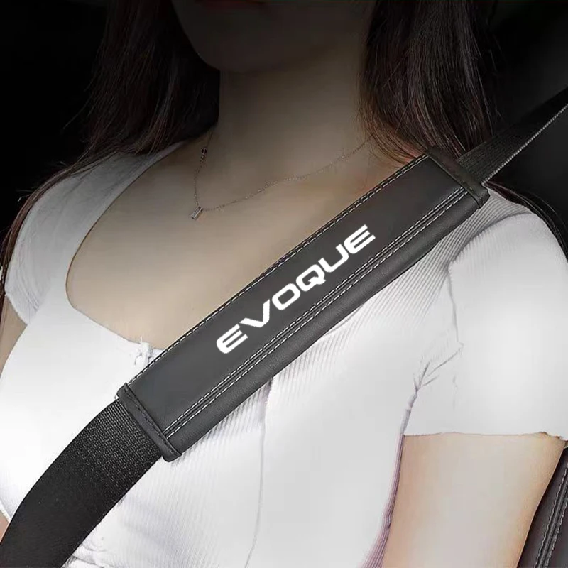 Nappa Leather Safety Belt Shoulder Covers 2Pcs Interior Car Accessories for Range Rover Evoque 2012 -