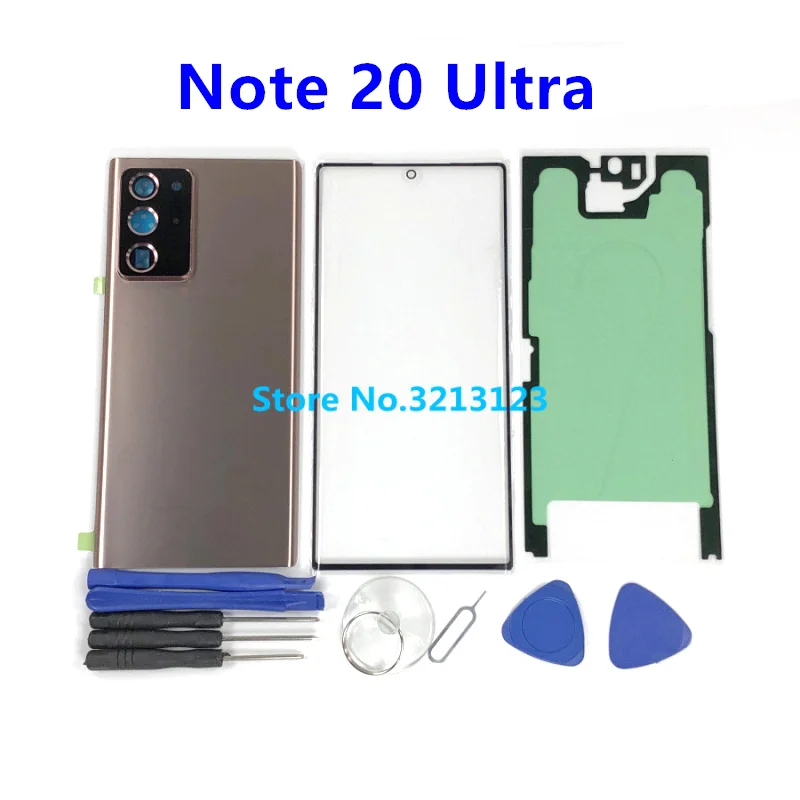 

Back Glass Replacement For Samsung Galaxy Note 20 Ultra Battery Cover Rear Door Housing Case + Front Touch Glass Waterproof