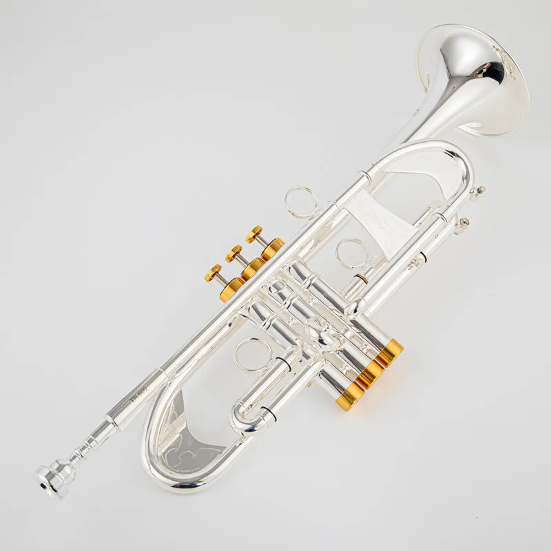 New TR600 Stradivarius Bb Trumpet silver plated musical instrument New Trumpet mouthpiece professional grade
