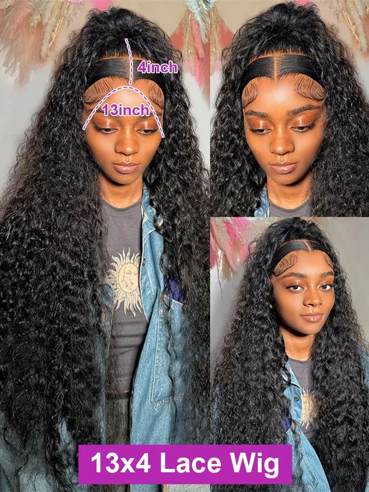 100% Brazilian Human Hair Wigs 13x6 HD Lace Frontal Curly Deep Wave 360 Full Lace Pre Plucked