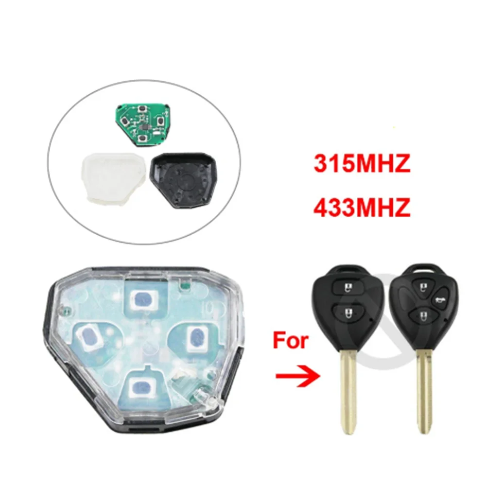 

3pcs Internal Assembly of Remote CarKey Fob forToyota Camry Corolla Prado RAV4 Vios Hilux Yaris 315MHz / 433MHZ Transmitter Core