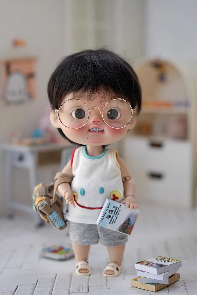 BJD Perücke Qbaby Big Head Puppenhaar Meng dian dian Weiches Haar Niedliches braunes kurzes Haar Puppenzubehör – Detail 7