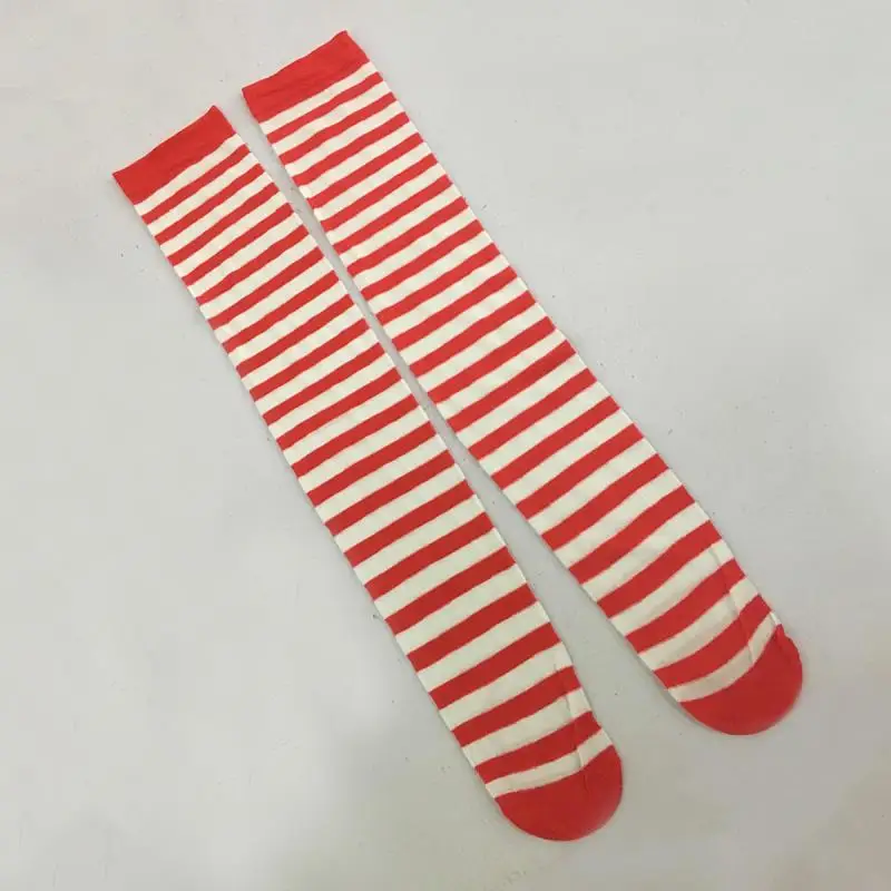 Description Picture 3 of itemChristmas Red White Stockings Long High Striped Over Knee Socks for Xmas Party Costume Supplies- Free Size