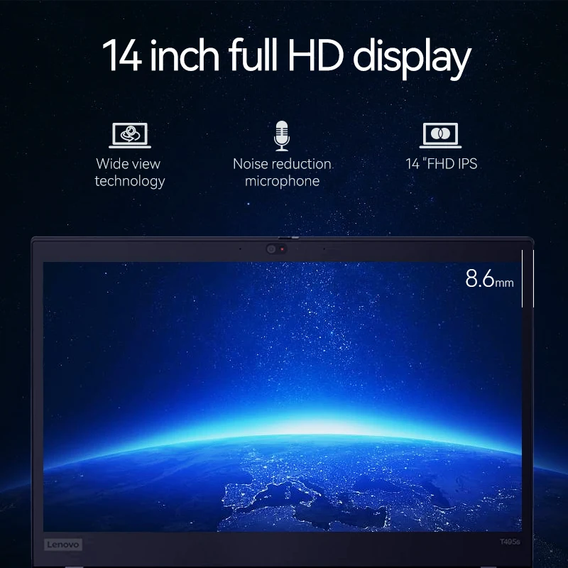 Lenovo Thinkpad T495 슬림 노트북, AMD R5 PRO 3500U, 8GB 256GB SSD, 14 인치 FHD LED 사무실 노트북