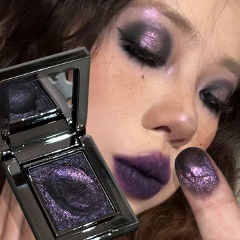 Metallic Glitter Eyeshadow Cream Sparkling Mousse Shimmer Highlighter Pressed Pigments Punk Purple Pearlescent Eyeshadow Palette