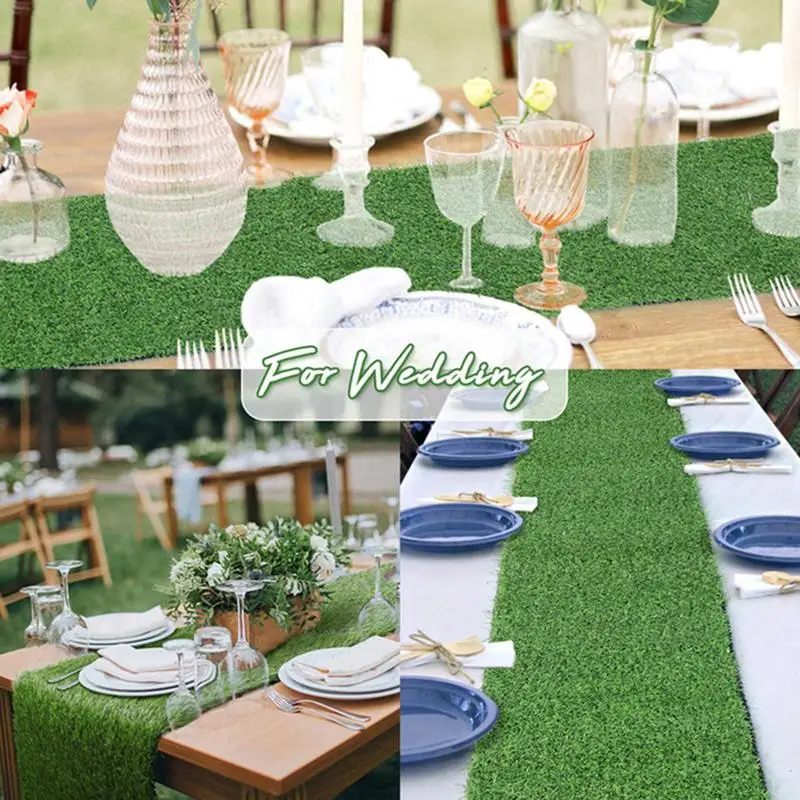 

Artificial Grass Table Runner Table Cloth Hawaiian Party Dining Party Dining Table Runners Wedding Banquet Table Decor for