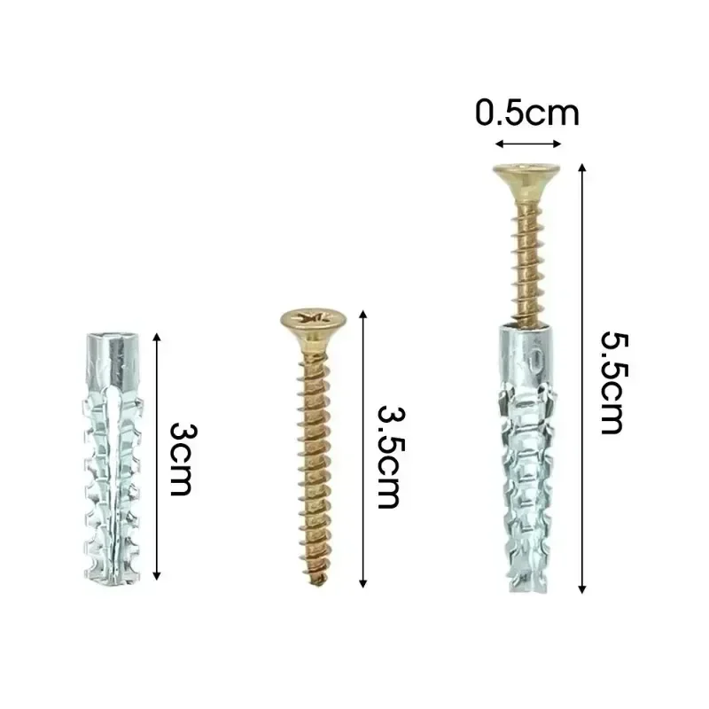 50/10sets Expansion Screw Sturdy Metal Fasteners Serrated Tube Drill Plug Solid Serrat Thorny Wall Bolt Home Improvement New