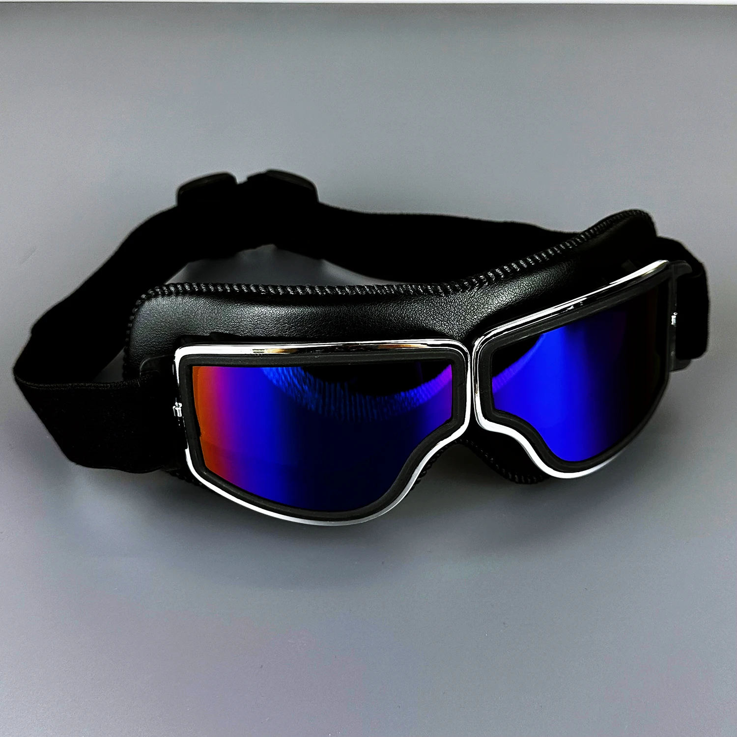 Motorcycle Goggles Safety Protective Sport Sunglasses Retro Vintage Scooter Pilot Leather Windproof UV for Outdoor Bicycle Cycling Ski