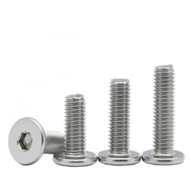 Hexagon Socket Head Screw 2-100pcs M1.6-m10 304 Stainless Steel Hex Socket Ultra Thin Super Low Flat Wafer Head Allen Cap Screw Bolt