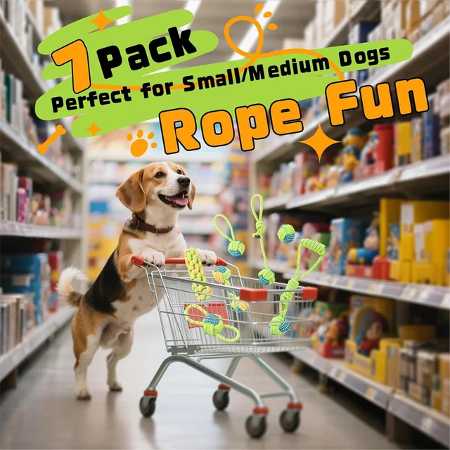 Durable training interactive dog rope toy, suitable for dog play and interaction. Dog toy set, multifunctional teething rope 3