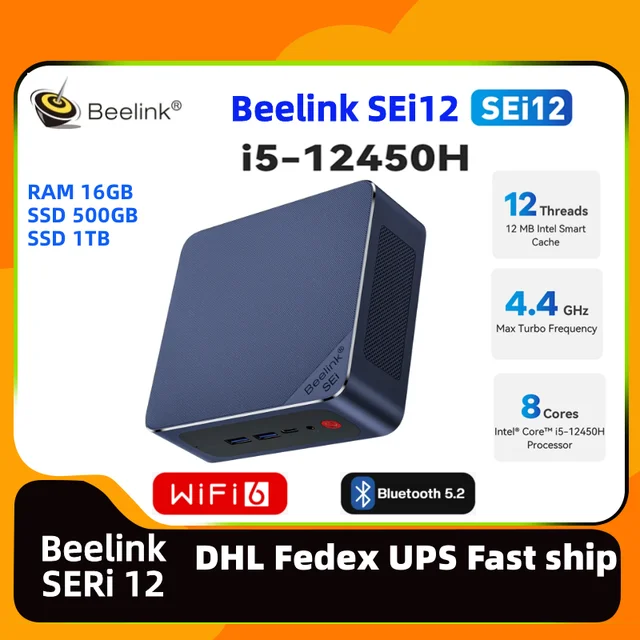 SEi12 i5-12450H Intel 12 Gen Mini PC max Turbo Frequency up to 4.4Ghz –  Beelink