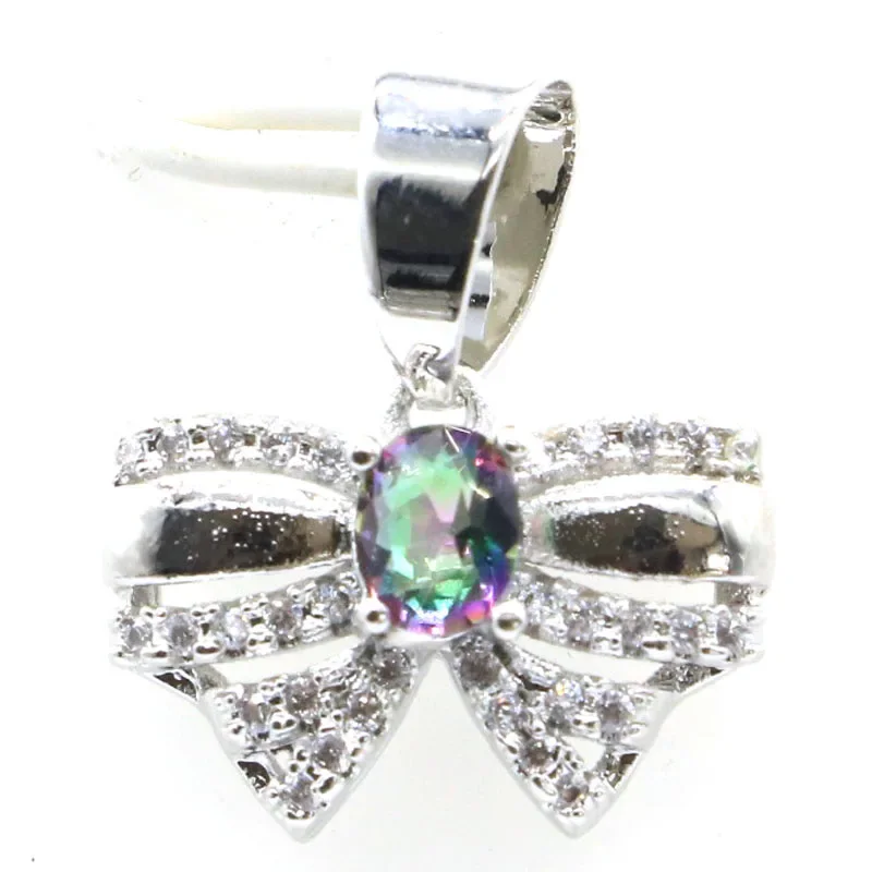 2g Real Customized 925 Solid Sterling Silver  PENDANT Fire Rainbow Mystic Topaz Red Ruby Blue Sapphire Emerald CZ Daily Wear