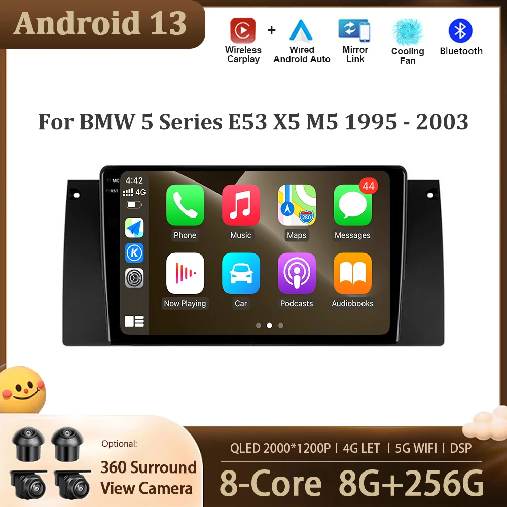 

Car Multimedia Radio Player For BMW 5 Series E53 X5 M5 1995 - 2003 Navigation Screen Android 13 DSP 4G Wireless Carplay Tools