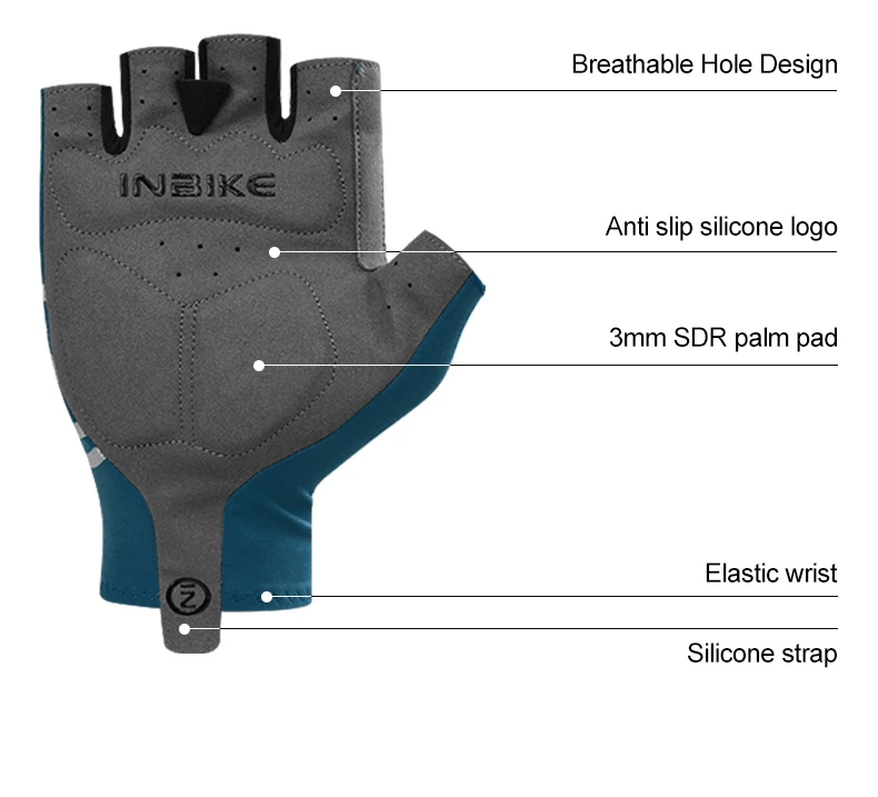 INBIKE Fahrradhandschuhe Halbfinger Sommer Unisex Stoßdämpfend Atmungsaktiv Outdoor Sport Straße Mountainbike Zubehör – Detail 5