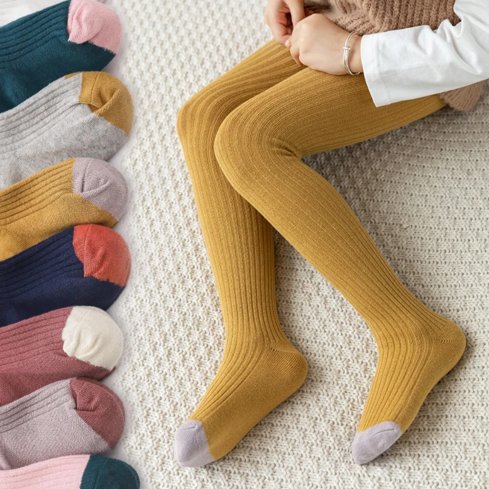 For 4-8years Old Cotton Winter Girls Trousers Candy Color Baby Stockings Child Pantyhose Girl Knitted Tights