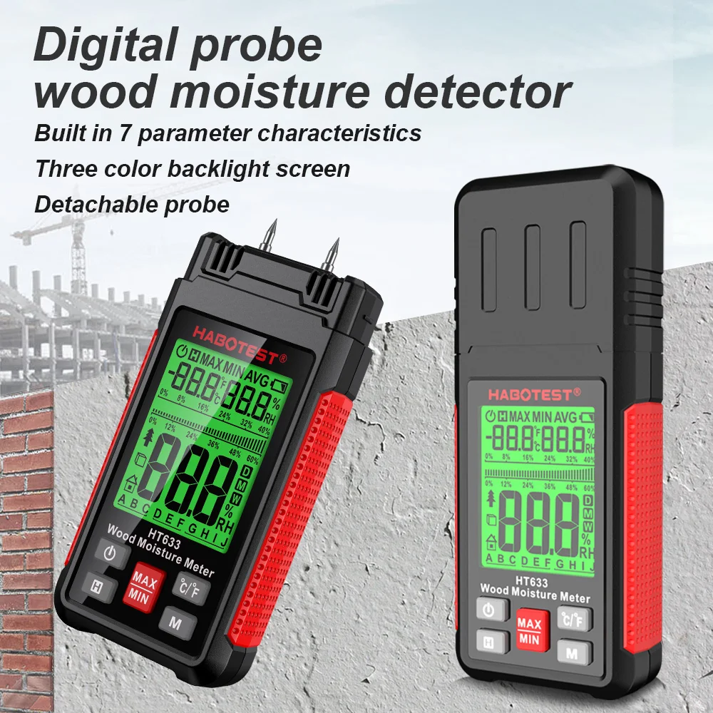 

Digital Wood Moisture Meter Wood Humidity Tester Hygrometer Timber Damp Detector LCD Display Cement Brick Moisture Meter