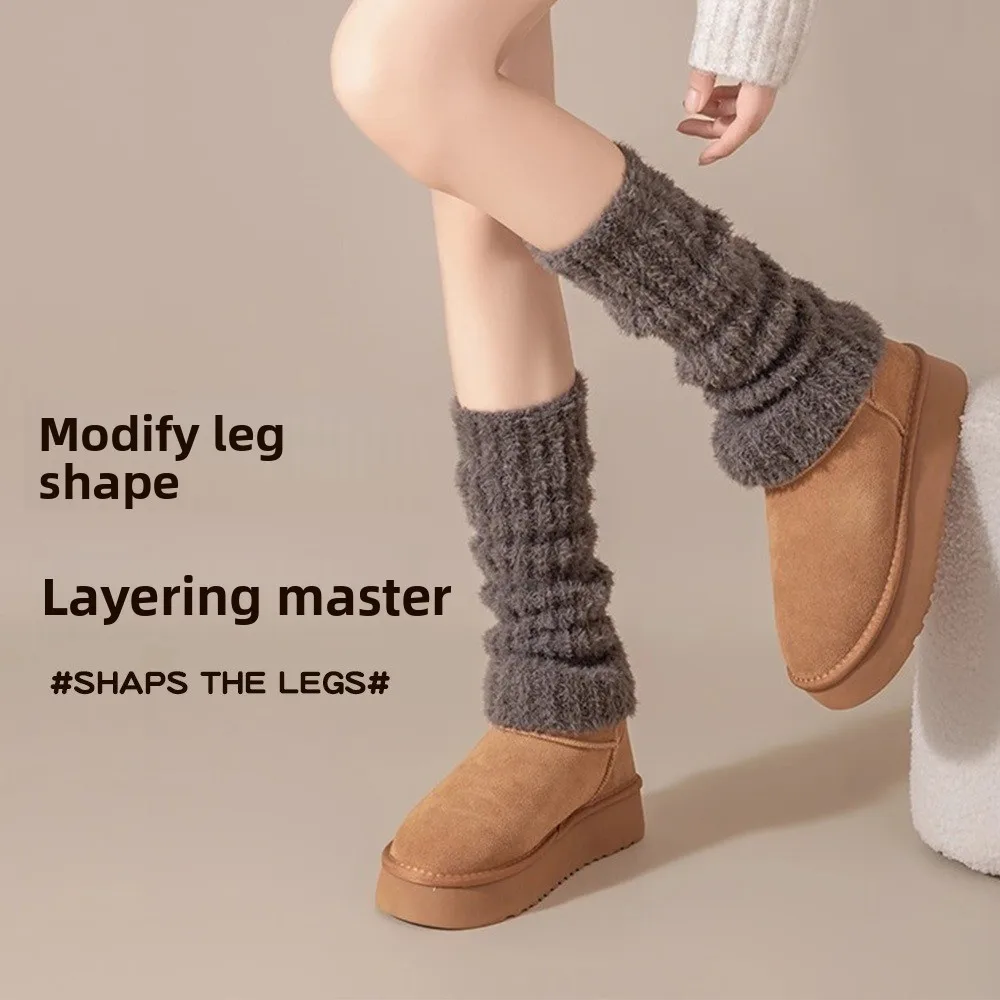 New Imitation Fox Fur Women's Long Stockings Thickened Warm Leg Socks Japanese Style Leg Protection Boot Socks