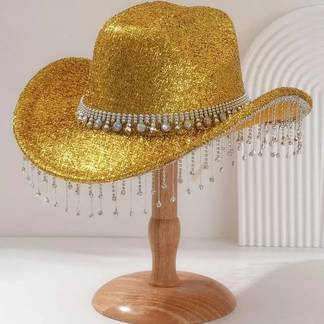 Black Rhinestone Cowboy Hat CHENZILIN Eye-catching Crystal Cowgirl Hats ...