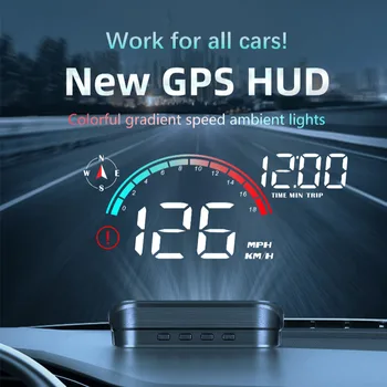 M22 Universal Car HUD Head-Up Display GPS Speedometer HD LCD Projection for All Vehicles