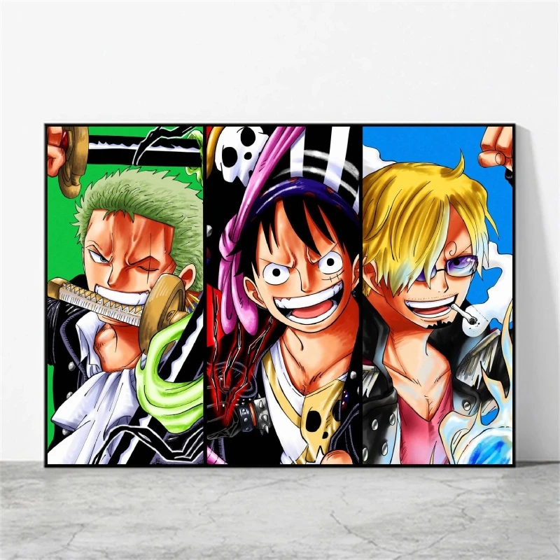 

One Piece Luffy Canvas Prints Painting Japanese Cartoon Anime Zoro Sanji Retro Classic Posters Wall Art Home Aesthetic Decor
