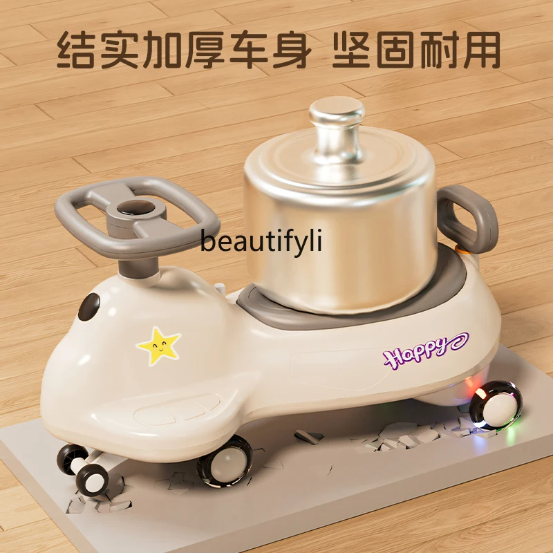 Twisting car, 1 to 3 years old, yo-yo car, anti-rollover universal wheel, silent swing for male and female babies