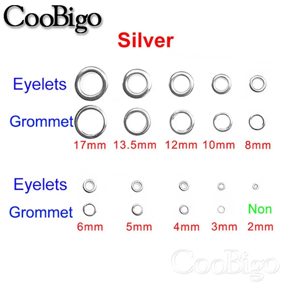 100sets Leather Grommet Round Eye Rings Metal Eyelet for Shoes Clothing Bag Belt DIY Leathercraft Accessories