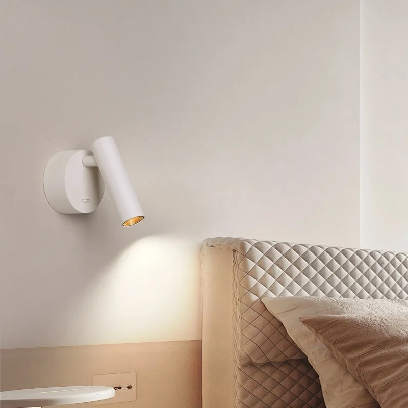 Dimmable LED Reading light Wall lamp 350&deg; rotation 7W COB Spotlights 85-265V Modern simple living room corridor stair wall lamp