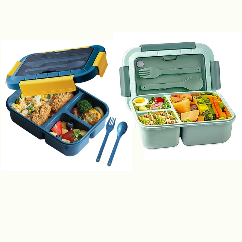 

Bento Boxes For Adults - Lunch Box For Kids Childrens With Spoon & Fork - Durable For On-The-Go Meal, BPA-Free