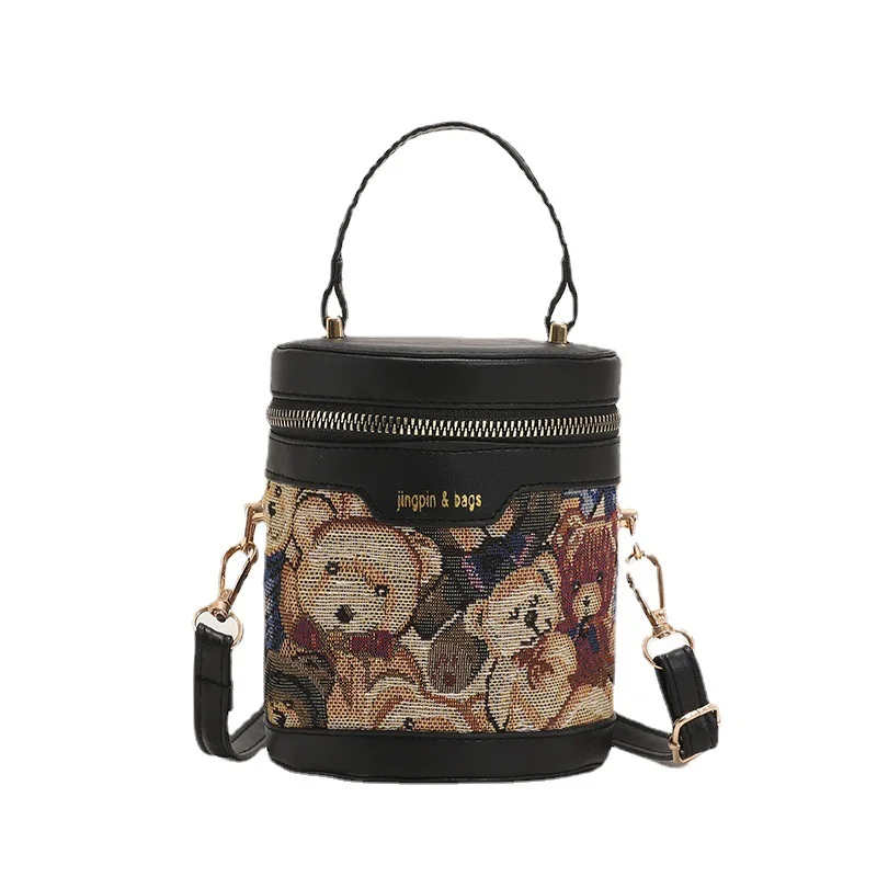 

Fashion Cartoon Printed Cylinder Bag Women Phone Wallet Coin Purse Casual Chain Small Crossbody shoulder Handbag cosmetics Pouch