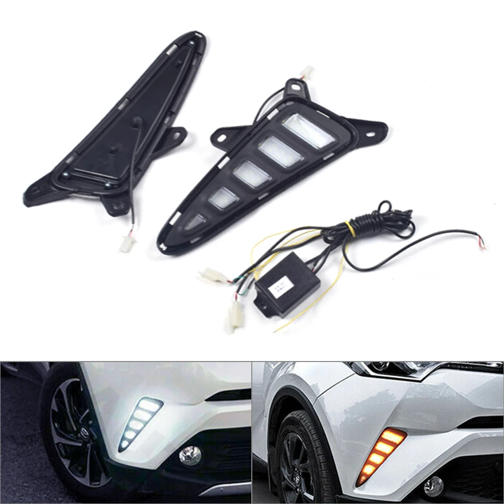 

For Toyota C-HR Car Daytime Running Light Turn Signal Lamp White Amber light CHR 2017 2018 2019 2020