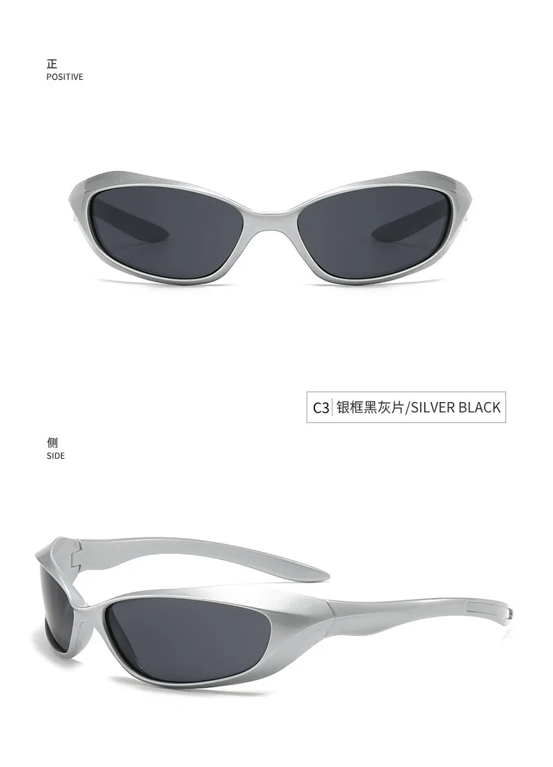Neue Ankunft Beliebte Damen Sonnenbrille Punk Sonnenbrille Einzigartige Ovale Sonnenbrille Männer Goggle Shades Spiegel Bunte Y2K Brillen – Detail 7