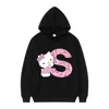 2025 Black Hello Kitty Letter A-Z Woman and Men Long-sleeved Hoodies Sanrio Hoodies Clothes Cartoon Clothes Kawaii Birthday Gift 5