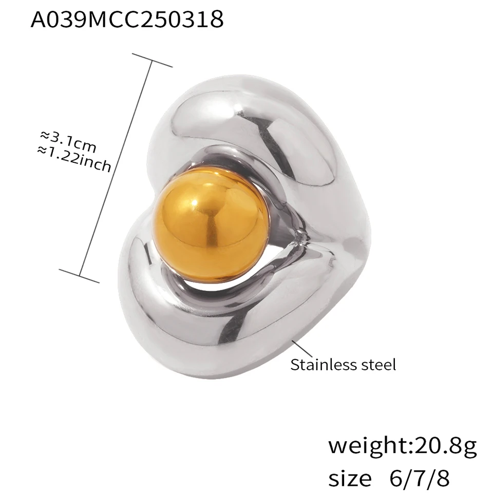 Riesenrad Slick Edelstahl klobige Ringe für Frauen 18 Karat vergoldet Hip Hop Rock Party Daily Index Ring Schmuck – Detail 1