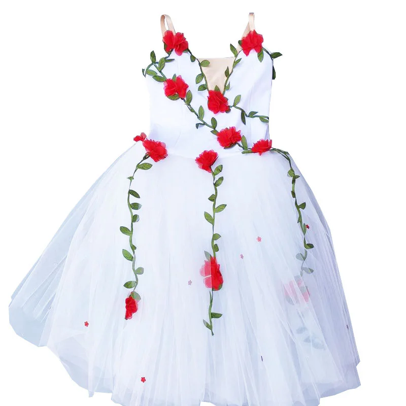 

Детская и женская профессиональная балетная юбка, белая Цветочная балетная юбка-пачка для девочек, танцевальный костюм с лебедем и озером, танцевальное платье, 2022