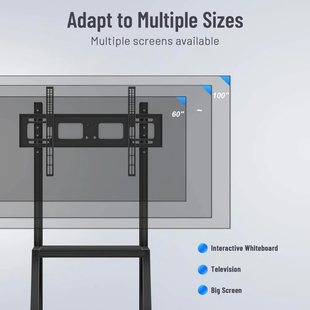 Rolling TV Stand for 60-100 Inch TVs with Wheels, Supports LCD, LED, OLED, Plasma Screens Up to 330lbs
