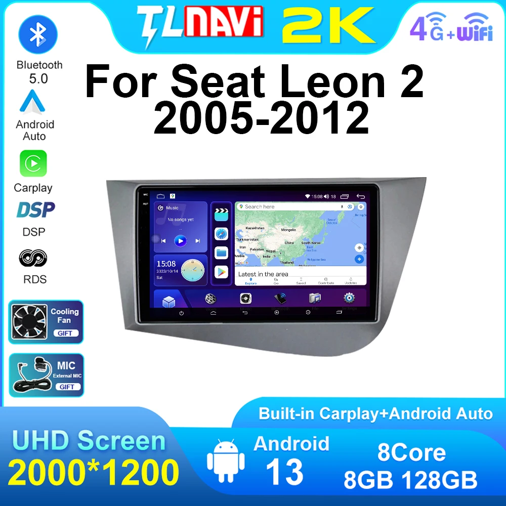 

Автомобильный видеоплеер CarPlay AndroidAuto для Seat Leon 2 MK2 2005 - 2012 GPS-навигация Android автомобильное радио Carplay головное устройство