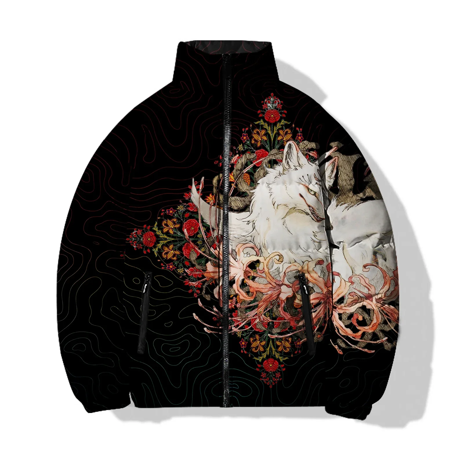 thumbnail image 1 of Abrigos de invierno para hombre con estampados de animales lindos y personalizados, parkas de tendencia de moda casuales y versátiles, chaquetas cómodas y cálidas para hombre, 1 of 5
