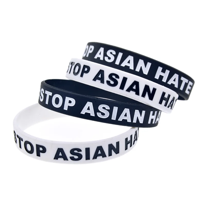 1 Stück Anti-Hass-Armband aus Silikon: Gegen Vorurteile, für Gleichheit, Souvenir-Gummiarmband in Schwarz und Weiß – Detail 9