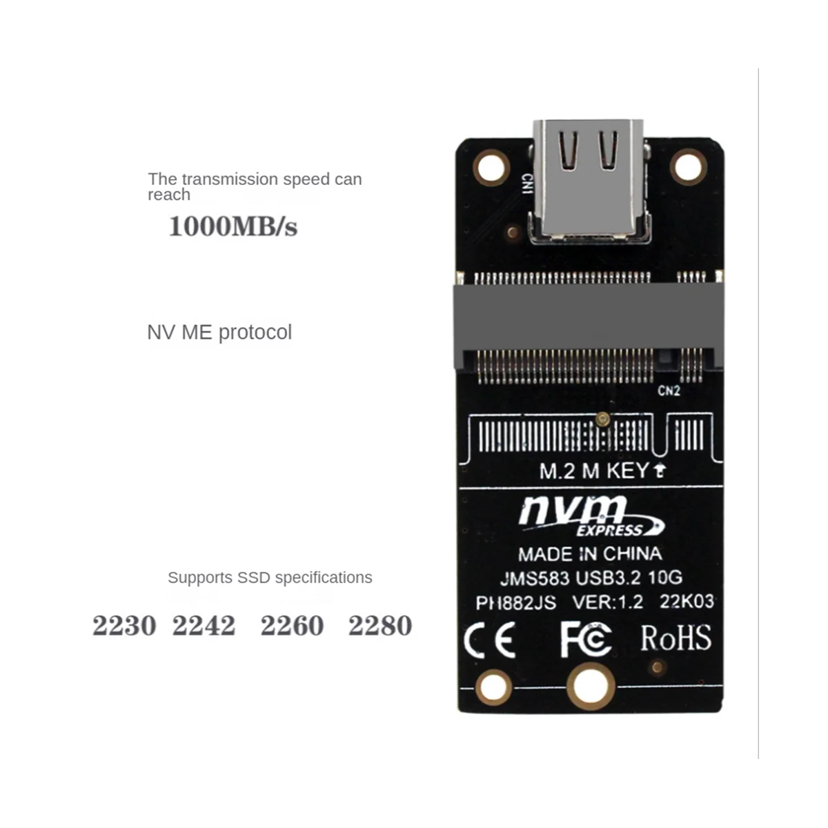 TYPE-C to M.2  NVME SSD  NVMe Ŭ, M.2-USB 3.2, CŸ , M.2 SSD 2230 2242 2260 2280