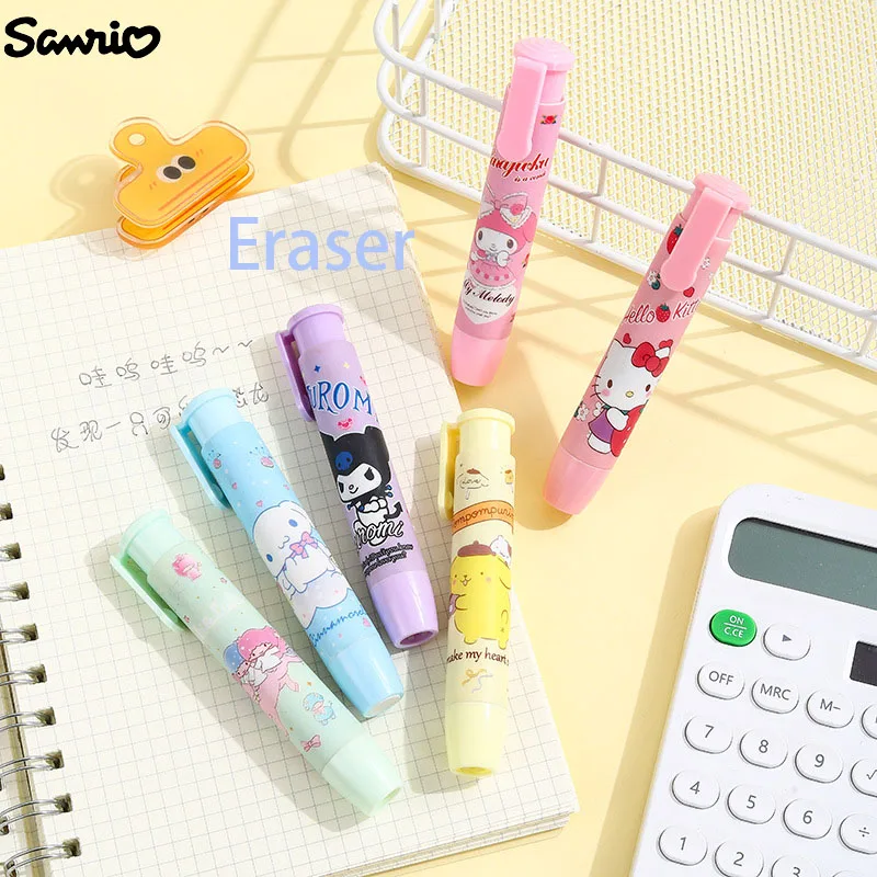 

Sanrio Hello Kitty Retractable Eraser My Melody Kuromi Kawaii Creative Pencil Rubber Writing School Student Supplies Stationery