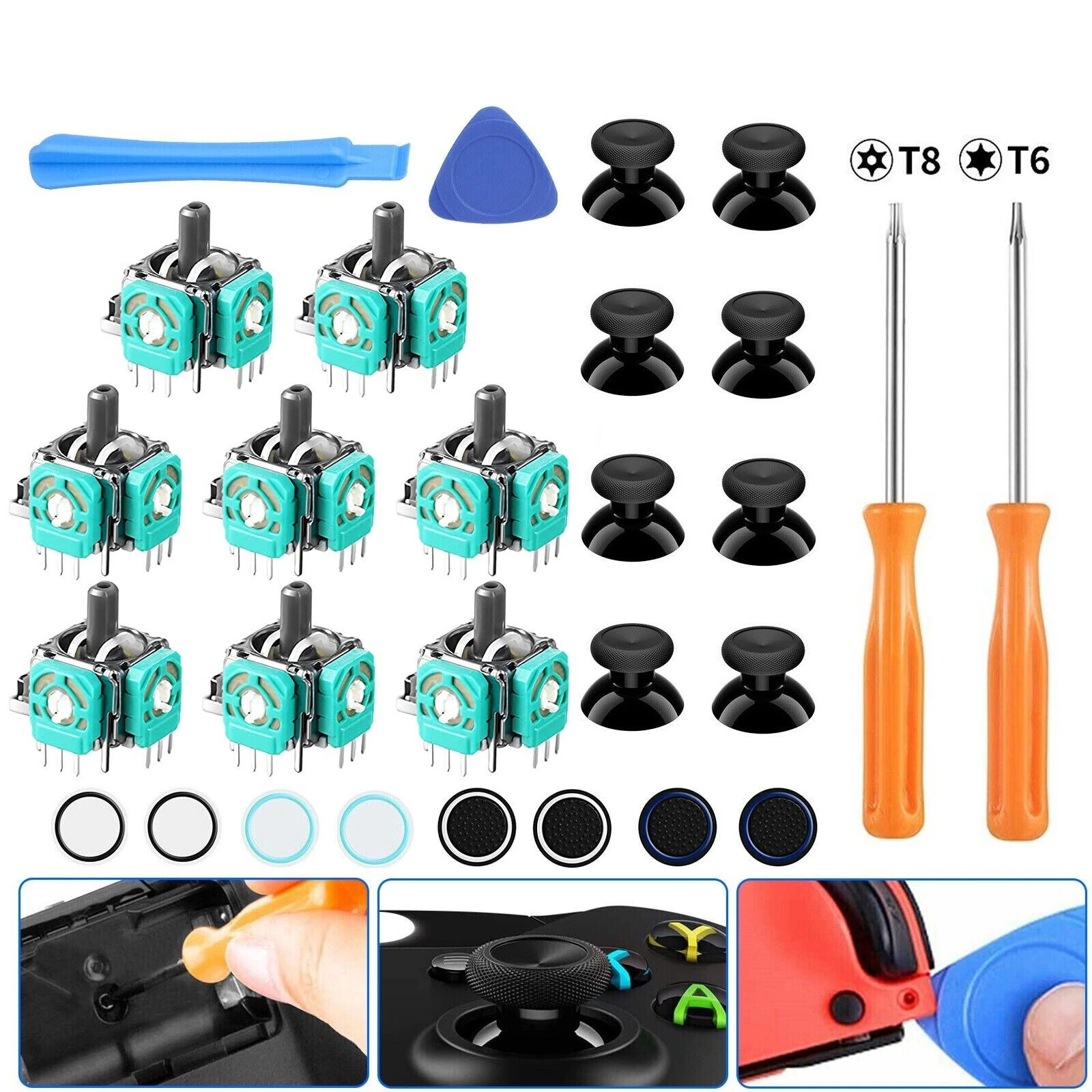 

28X Repair Tool Kit for Xbox One Controller 3D Analog Rocker Thumb Cap