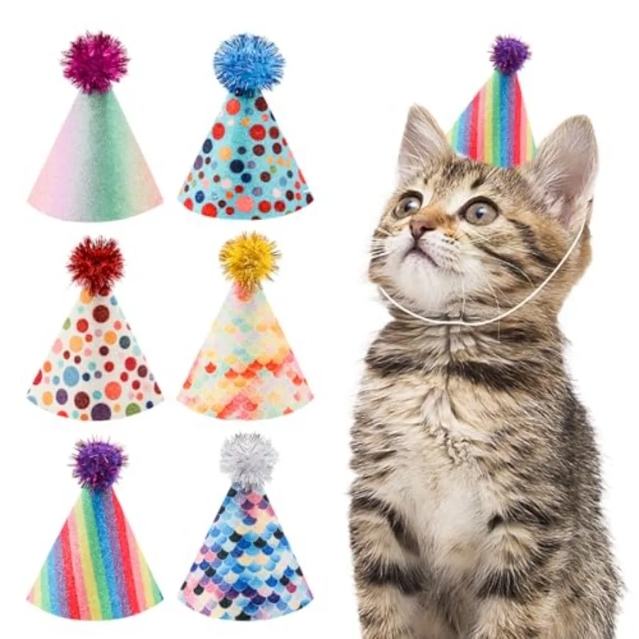 Multicolor Adjustable Birthday Hats for Pets