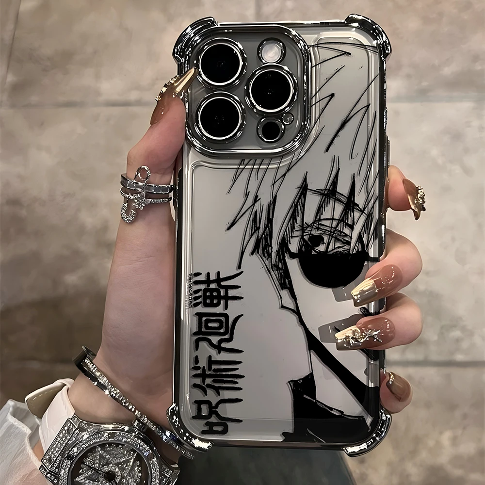 Jujutsu Kaisen Gojo Satoru Protective Plating Phone Case with Anti-Fall Airbag Cover