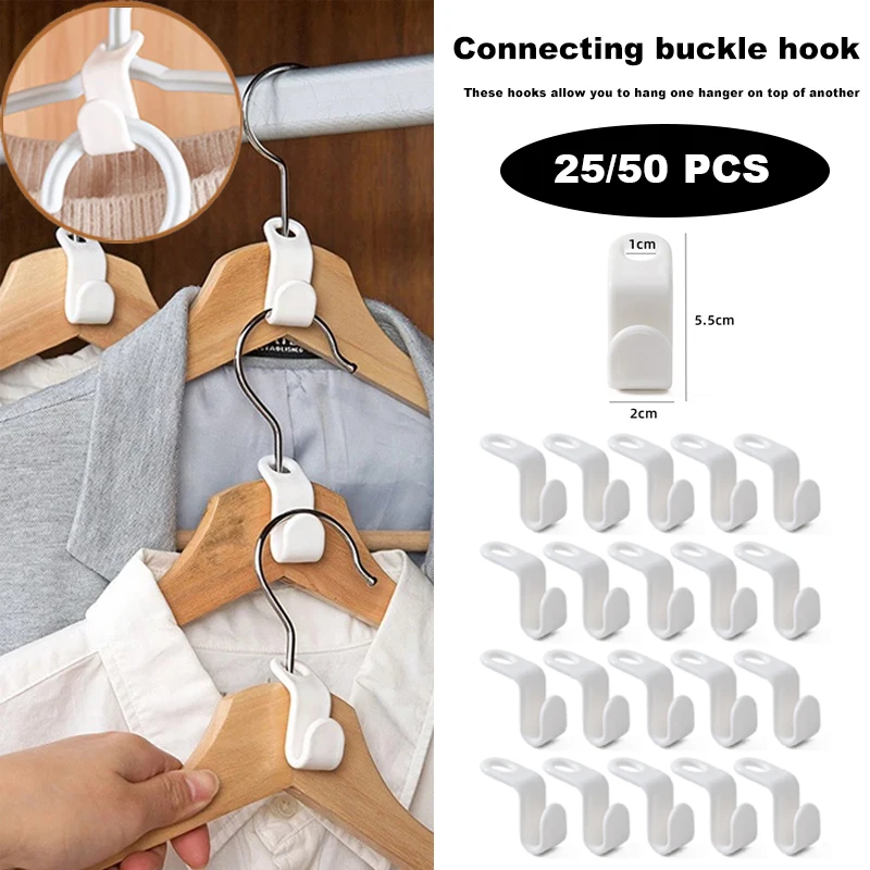 Clothes Hanger Extenders, 50PCS Plastic Hanger Connector Hooks, Cascading  Connection Hooks Clips Space Saving Organizer for Closet, Wardrobe 