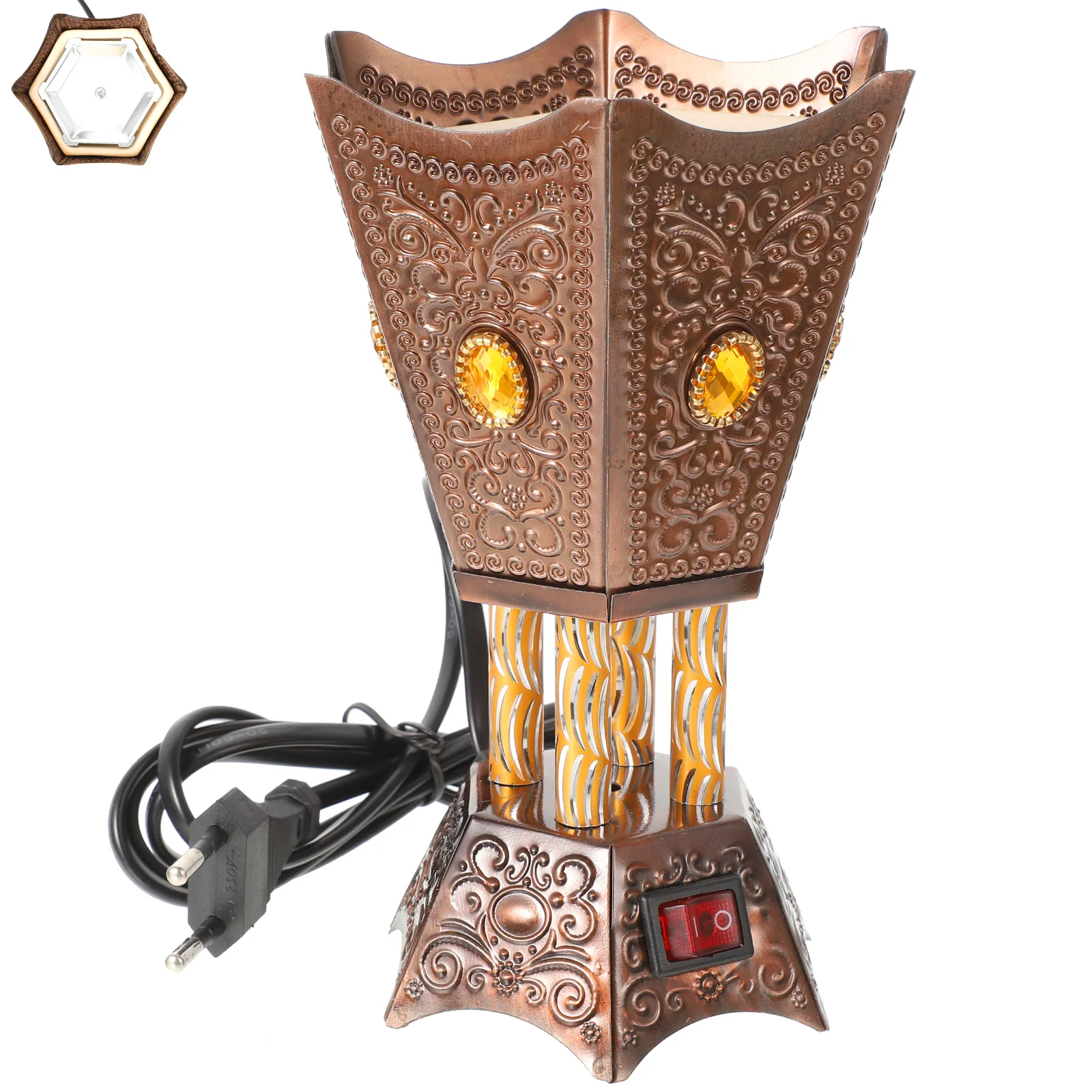 

Electric Censer Burner Table Burner Ornament Antique Censer Holder Metal Incense Burner Incense Holder (EU/UK/US Plug)